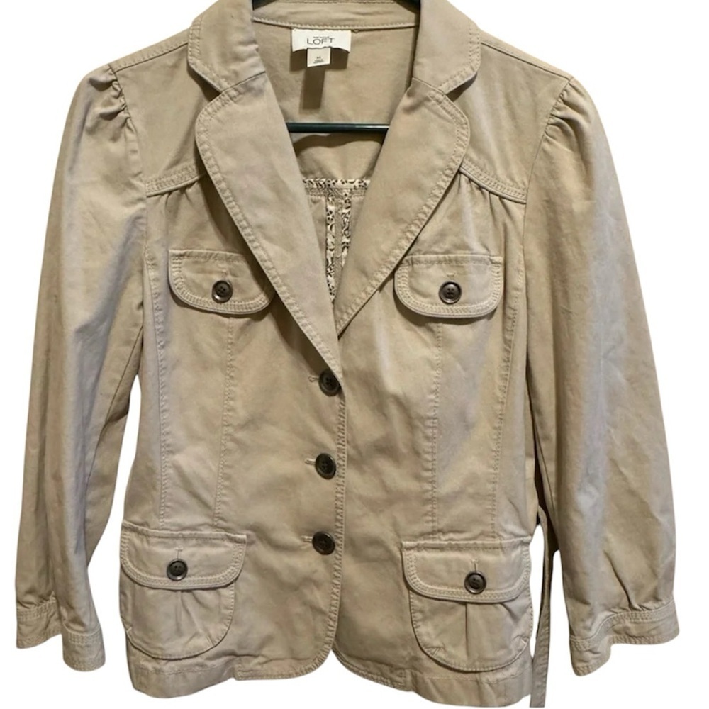 Anne Taylor Loft Khaki Women’s Button Down Jacket Sz M